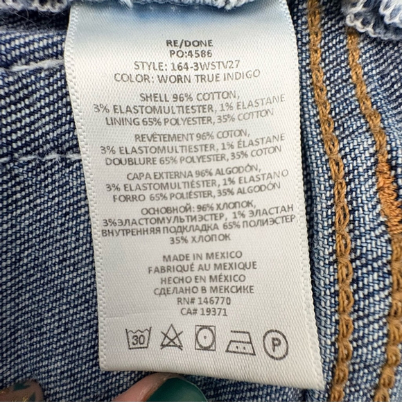 RE/DONE High Rise Straight Jeans Worn True Indigo Sz 28 EUC - Picture 8 of 13